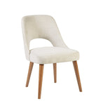 Chaise de salle à manger rembourrée, dossier ajouré, pieds évasés, lot de 2 – Orange/Crème/Marine