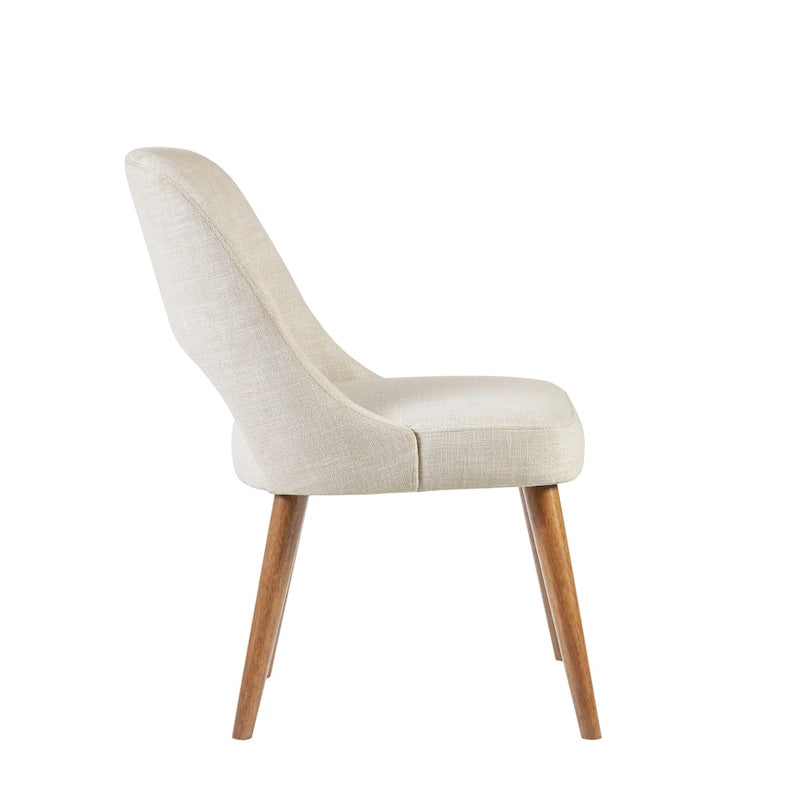 Chaise de salle à manger rembourrée, dossier ajouré, pieds évasés, lot de 2 – Orange/Crème/Marine