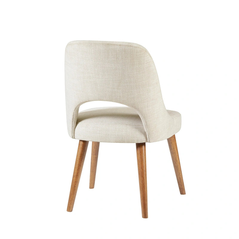 Chaise de salle à manger rembourrée, dossier ajouré, pieds évasés, lot de 2 – Orange/Crème/Marine