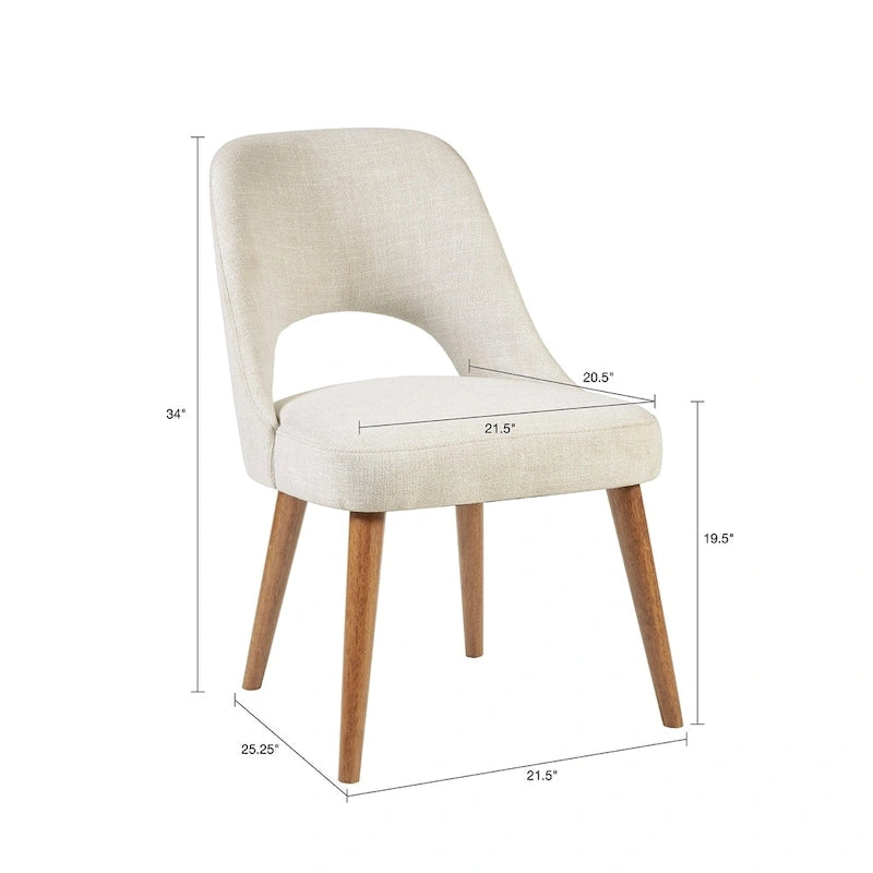 Chaise de salle à manger rembourrée, dossier ajouré, pieds évasés, lot de 2 – Orange/Crème/Marine