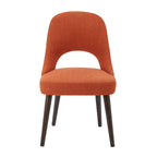 Chaise de salle à manger rembourrée, dossier ajouré, pieds évasés, lot de 2 – Orange/Crème/Marine