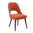 Chaise de salle à manger rembourrée, dossier ajouré, pieds évasés, lot de 2 – Orange/Crème/Marine