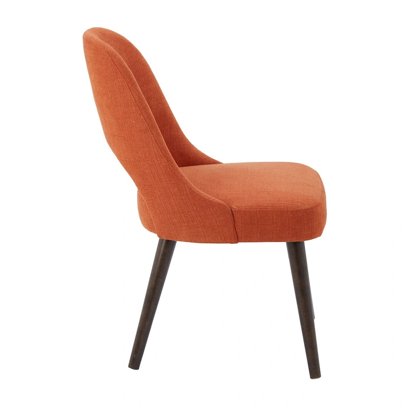 Chaise de salle à manger rembourrée, dossier ajouré, pieds évasés, lot de 2 – Orange/Crème/Marine