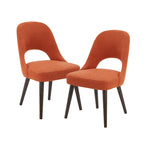 Chaise de salle à manger rembourrée, dossier ajouré, pieds évasés, lot de 2 – Orange/Crème/Marine