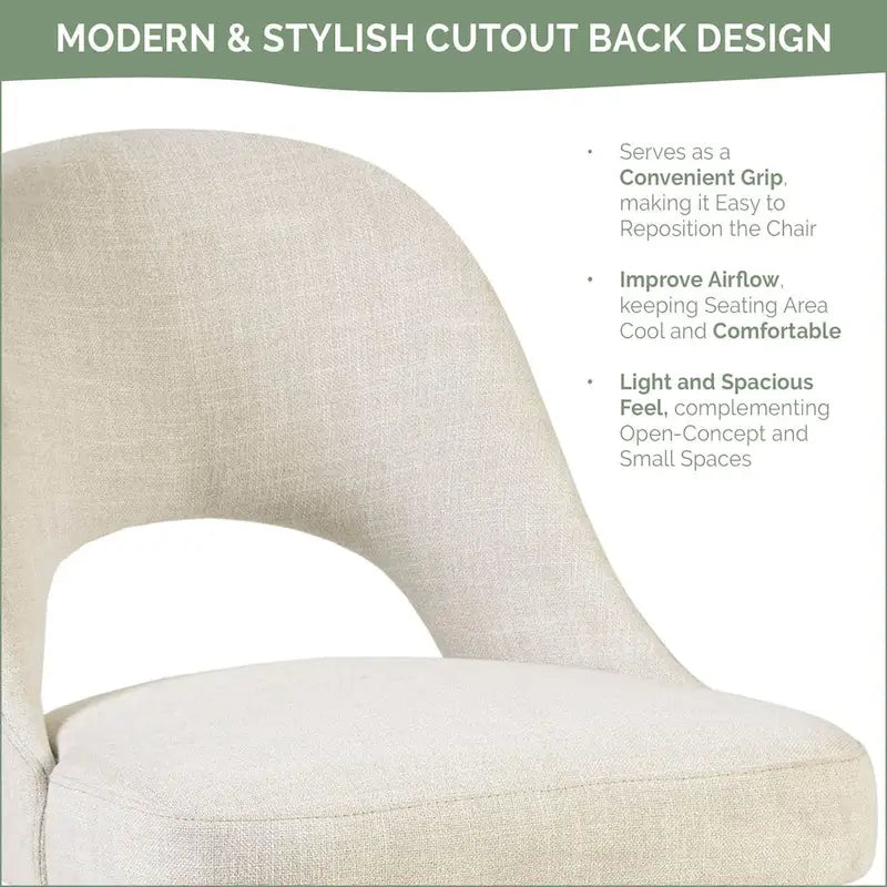 Chaise de salle à manger rembourrée, dossier ajouré, pieds évasés, lot de 2 – Orange/Crème/Marine