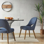 Chaise de salle à manger rembourrée, dossier ajouré, pieds évasés, lot de 2 – Orange/Crème/Marine