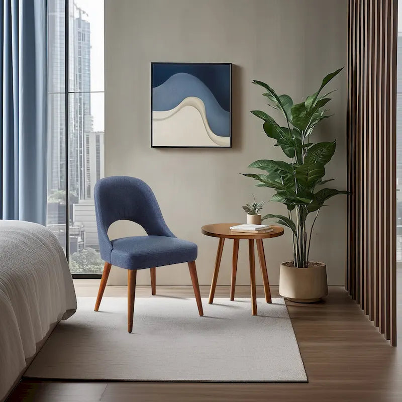 Chaise de salle à manger rembourrée, dossier ajouré, pieds évasés, lot de 2 – Orange/Crème/Marine