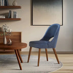 Chaise de salle à manger rembourrée, dossier ajouré, pieds évasés, lot de 2 – Orange/Crème/Marine