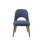 Chaise de salle à manger rembourrée, dossier ajouré, pieds évasés, lot de 2 – Orange/Crème/Marine