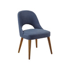 Chaise de salle à manger rembourrée, dossier ajouré, pieds évasés, lot de 2 – Orange/Crème/Marine