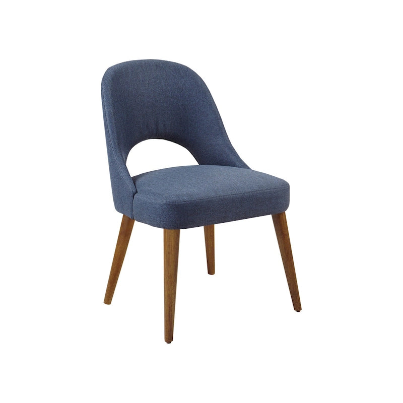 Chaise de salle à manger rembourrée, dossier ajouré, pieds évasés, lot de 2 – Orange/Crème/Marine