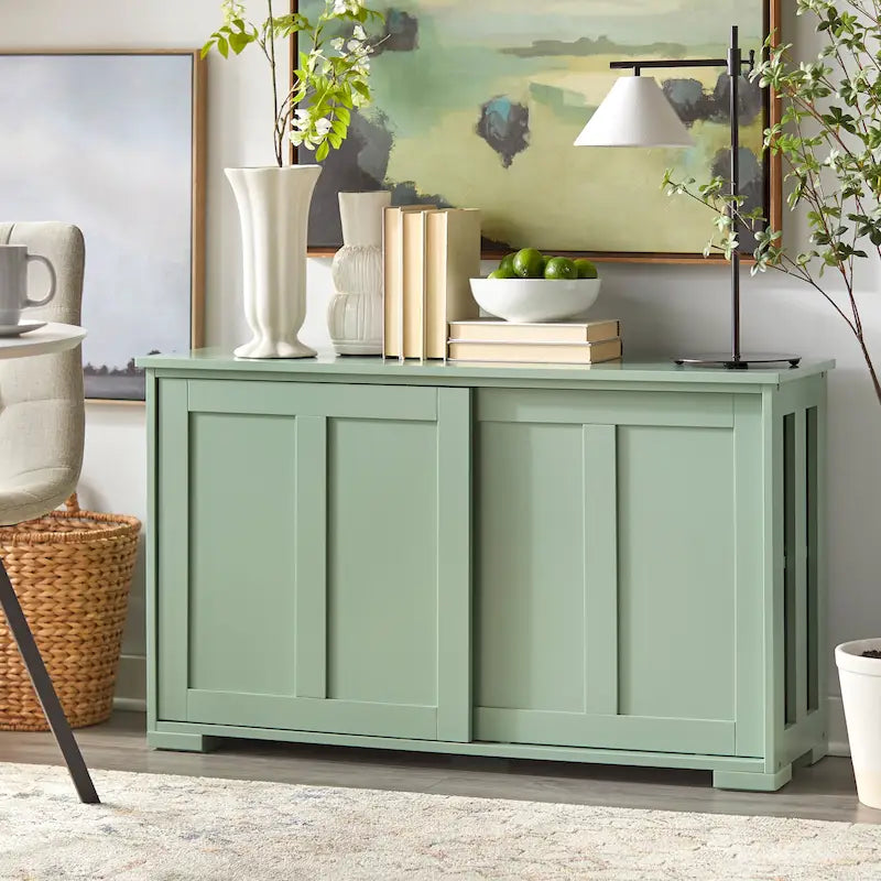 Buffet bas coulissant empilable – 7 coloris – Empilable jusqu'à 3 unités