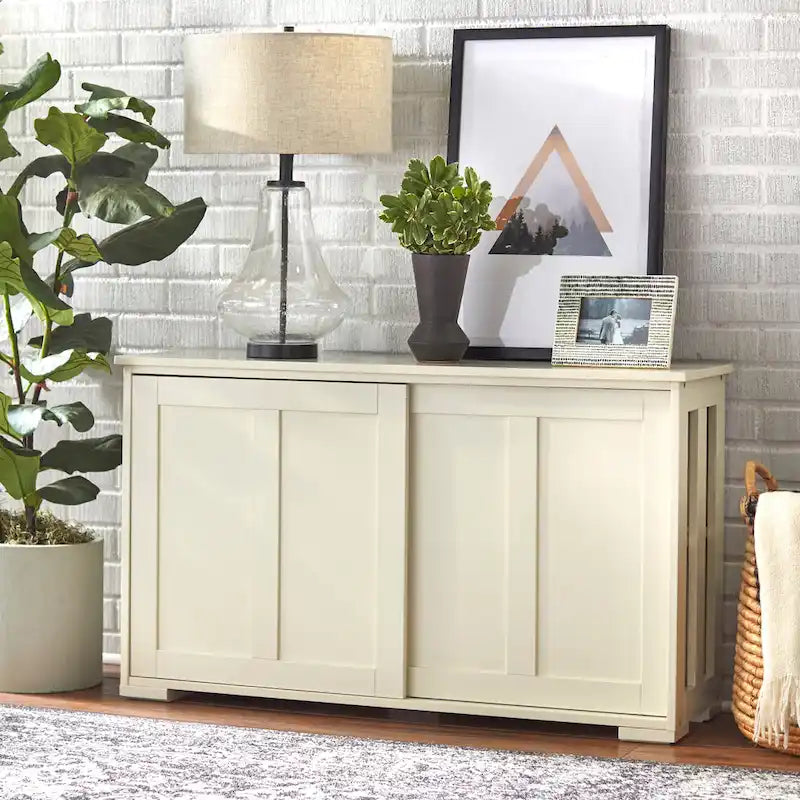 Buffet bas coulissant empilable – 7 coloris – Empilable jusqu'à 3 unités
