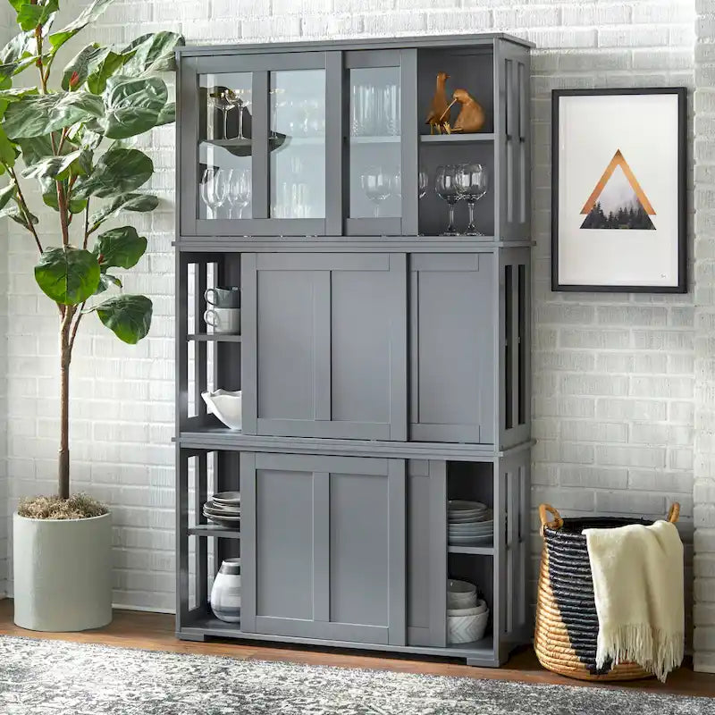 Buffet bas coulissant empilable – 7 coloris – Empilable jusqu'à 3 unités