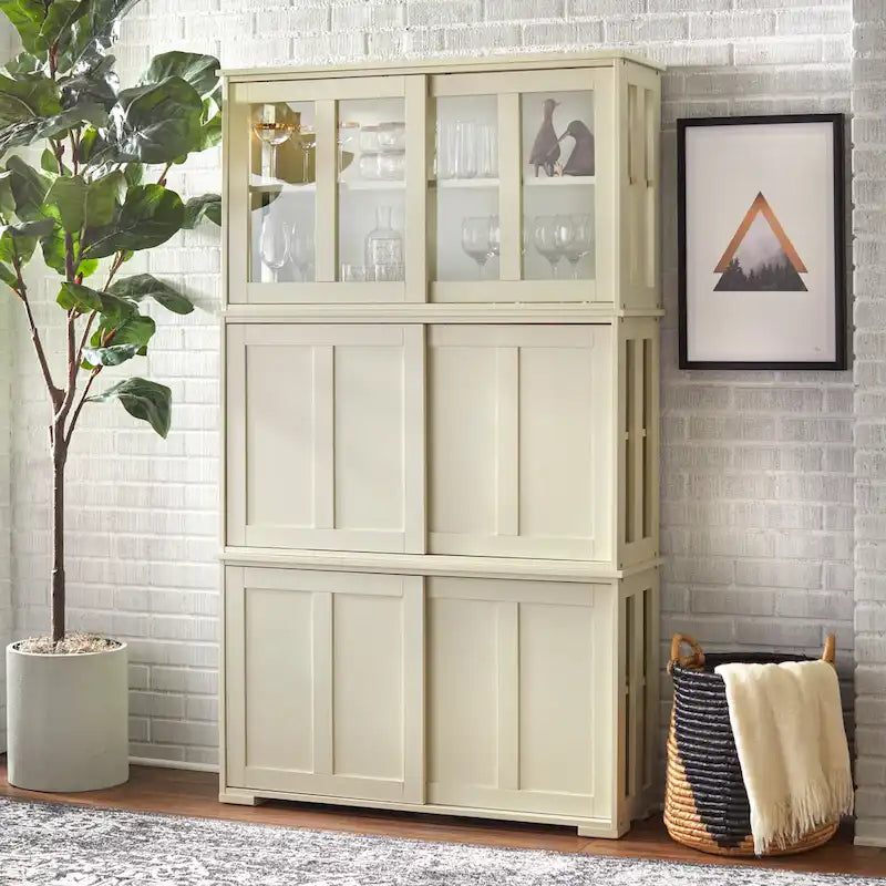 Buffet bas coulissant empilable – 7 coloris – Empilable jusqu'à 3 unités