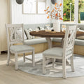 Chaises de salle à manger en bois de style fermette, blanc/bleu/bleu clair, lot de 2
