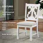 Chaises de salle à manger en bois de style fermette, blanc/bleu/bleu clair, lot de 2