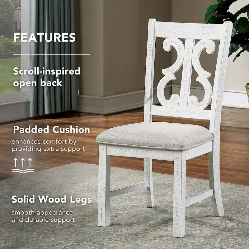 Chaises de salle à manger en bois de style fermette, blanc/bleu/bleu clair, lot de 2