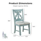 Chaises de salle à manger en bois de style fermette, blanc/bleu/bleu clair, lot de 2