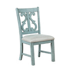 Chaises de salle à manger en bois de style fermette, blanc/bleu/bleu clair, lot de 2