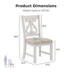 Chaises de salle à manger en bois de style fermette, blanc/bleu/bleu clair, lot de 2