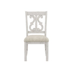 Chaises de salle à manger en bois de style fermette, blanc/bleu/bleu clair, lot de 2