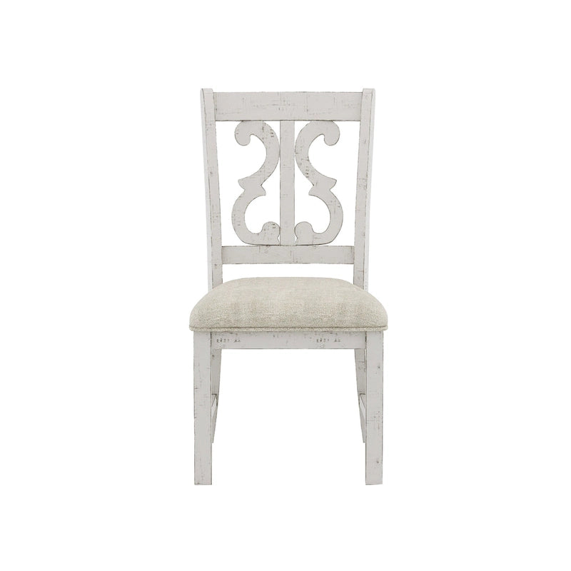 Chaises de salle à manger en bois de style fermette, blanc/bleu/bleu clair, lot de 2
