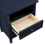 Table de chevet 2 tiroirs avec étagère ouverte | Blanc / Vert vintage / Bleu nuit