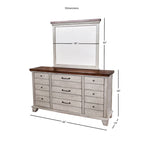 Ensemble de chambre 4 pièces Rustique Ivoire et Miel – Grand lit/Très grand lit, Bois vieilli bicolore