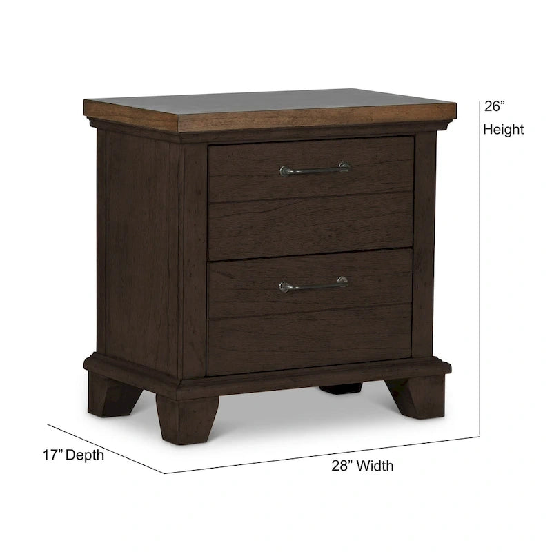 Ensemble de chambre 4 pièces Rustique Ivoire et Miel – Grand lit/Très grand lit, Bois vieilli bicolore