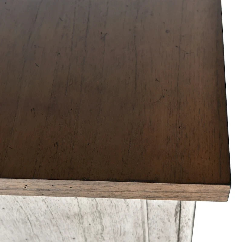 Ensemble de chambre 4 pièces Rustique Ivoire et Miel – Grand lit/Très grand lit, Bois vieilli bicolore