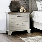 Ensemble de chambre 4 pièces Rustique Ivoire et Miel – Grand lit/Très grand lit, Bois vieilli bicolore