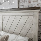Ensemble de chambre 4 pièces Rustique Ivoire et Miel – Grand lit/Très grand lit, Bois vieilli bicolore