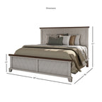 Ensemble de chambre 4 pièces Rustique Ivoire et Miel – Grand lit/Très grand lit, Bois vieilli bicolore