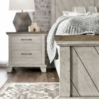 Ensemble de chambre 4 pièces Rustique Ivoire et Miel – Grand lit/Très grand lit, Bois vieilli bicolore