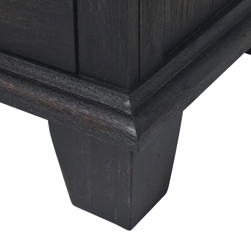 Ensemble de chambre 4 pièces Rustique Ivoire et Miel – Grand lit/Très grand lit, Bois vieilli bicolore