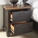 Ensemble de chambre 4 pièces Rustique Ivoire et Miel – Grand lit/Très grand lit, Bois vieilli bicolore