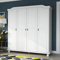 Armoire 4 portes en bois massif – Blanc/Moka/Java/Noir, Standard ou avec miroir