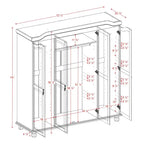 Armoire 4 portes en bois massif – Blanc/Moka/Java/Noir, Standard ou avec miroir
