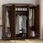 Armoire 4 portes en bois massif – Blanc/Moka/Java/Noir, Standard ou avec miroir