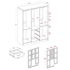 Armoire 3 portes en bois massif – Blanc/Moka/Gris/Java/Noir/Acajou, porte pleine ou miroir, utilisateur unique