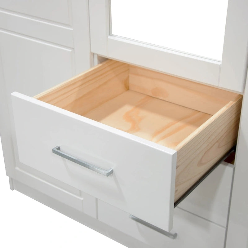 Armoire 3 portes en bois massif – Blanc/Moka/Gris/Java/Noir/Acajou, porte pleine ou miroir, utilisateur unique