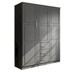 Armoire 3 portes en bois massif – Blanc/Moka/Gris/Java/Noir/Acajou, porte pleine ou miroir, utilisateur unique