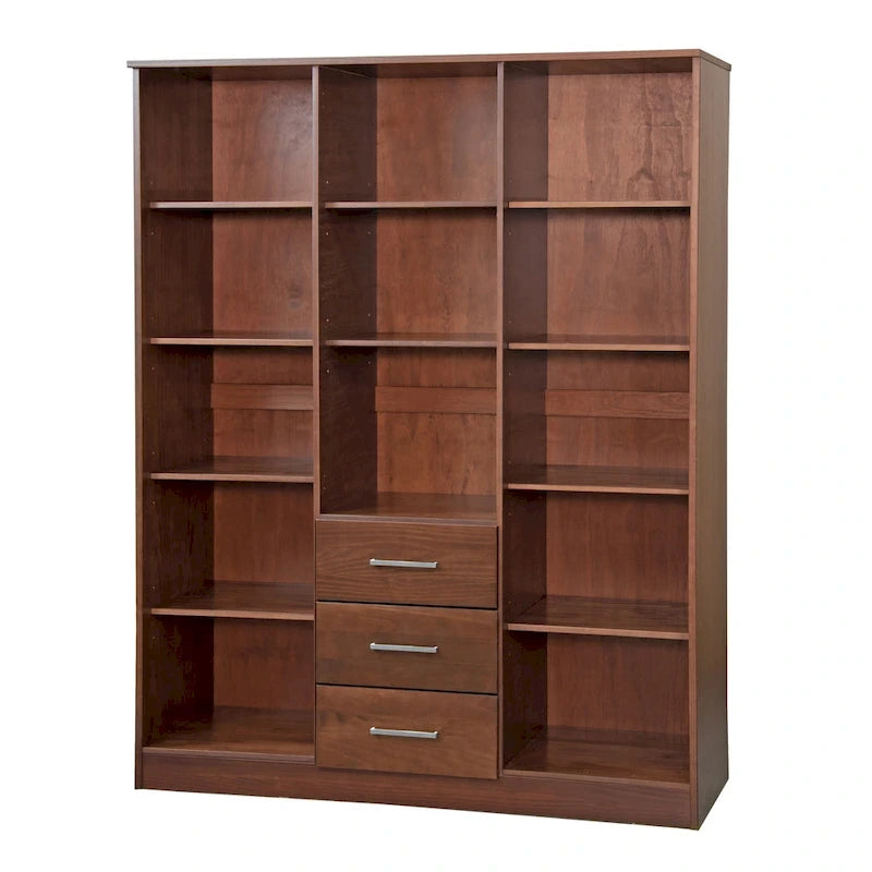 Armoire 3 portes en bois massif – Blanc/Moka/Gris/Java/Noir/Acajou, porte pleine ou miroir, utilisateur unique