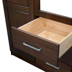 Armoire 3 portes en bois massif – Blanc/Moka/Gris/Java/Noir/Acajou, porte pleine ou miroir, utilisateur unique