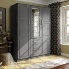 Armoire 3 portes en bois massif – Blanc/Moka/Gris/Java/Noir/Acajou, porte pleine ou miroir, utilisateur unique