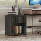 Tables de chevet cannelées grises/noires/beiges avec tiroir et étagère ouverte, lot de 2