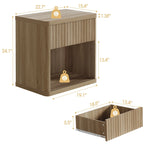 Tables de chevet cannelées grises/noires/beiges avec tiroir et étagère ouverte, lot de 2