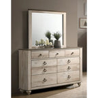 Ensemble de chambre à coucher King rustique blanchi, 6 pièces