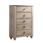 Ensemble de chambre à coucher King rustique blanchi, 6 pièces